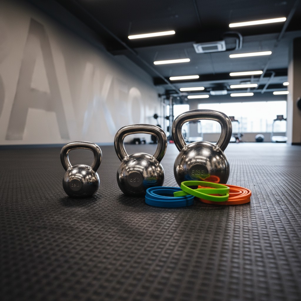 een groep zwaarden en ringen tot het uitzicht van een fitness gym